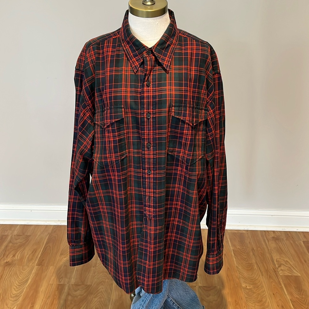 Polo by Ralph Lauren Woodsman work shirt red green navy  Plaid Shirt XL